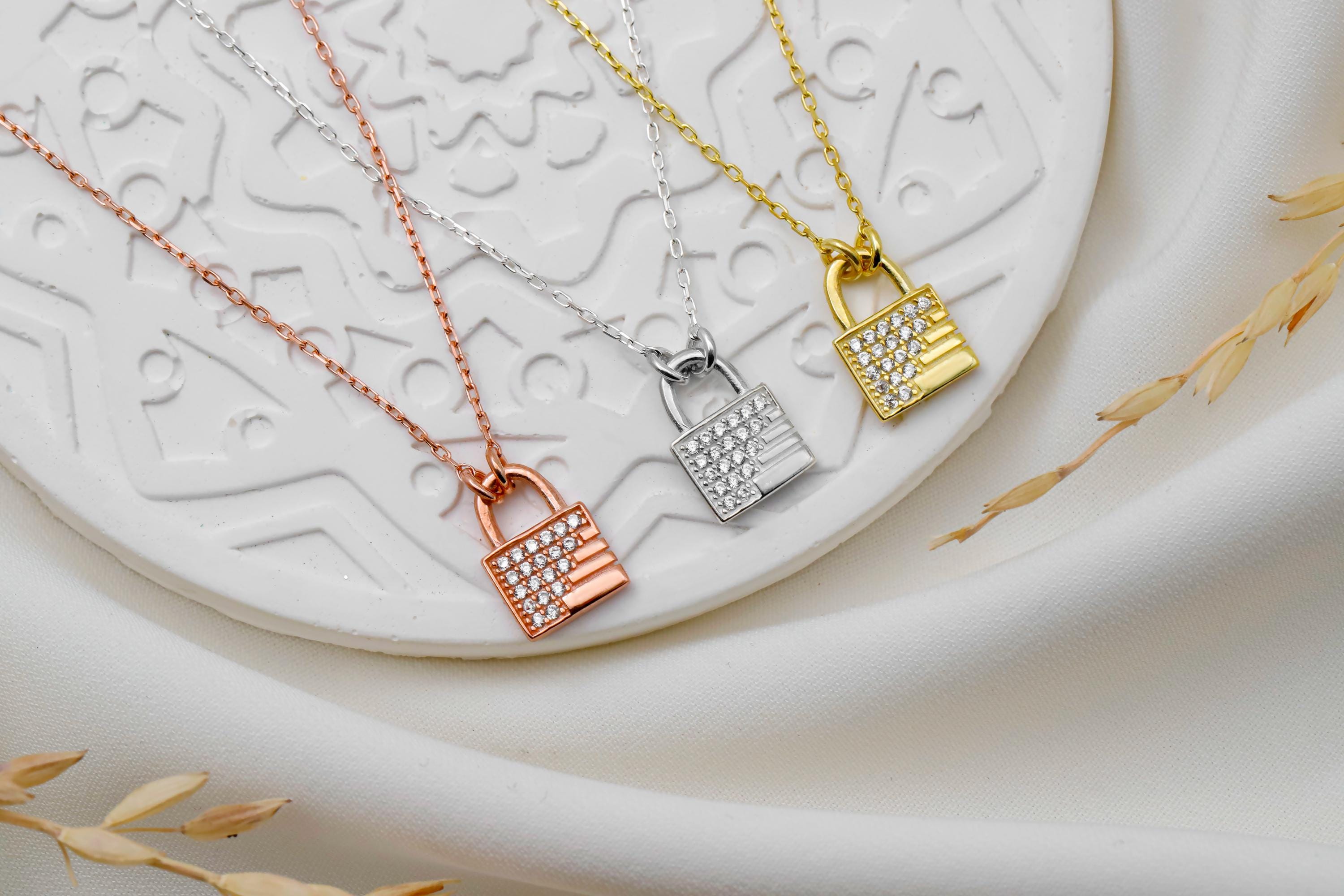 Personalized Initial Padlock Necklace | Stunning CZ Diamond & Sterling Silver Elegance