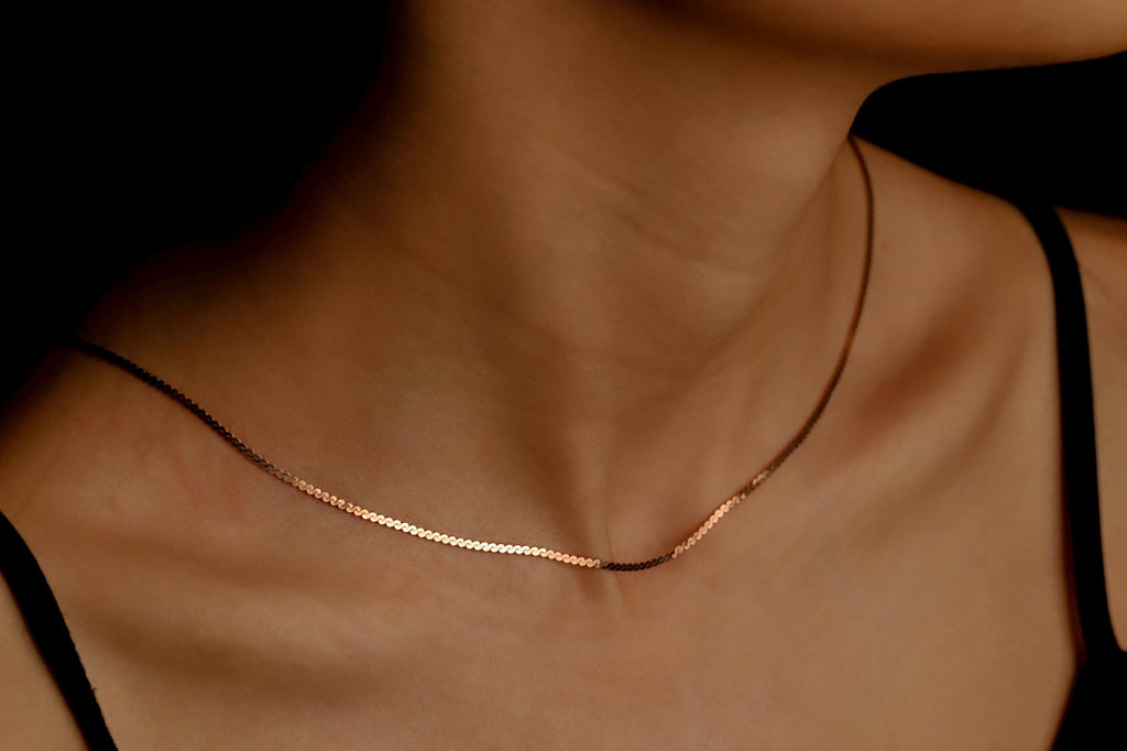 Shimmering Dainty Snake Chain Necklace - Elegant Italian Design in Silver, Gold & Rose Gold