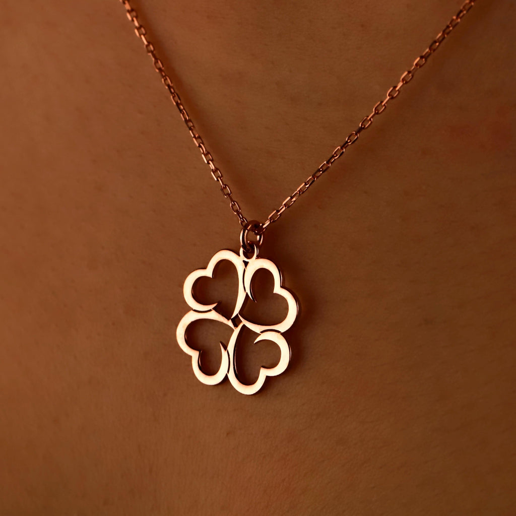 Lucky Four Leaf Clover Necklace in 925 Sterling Silver