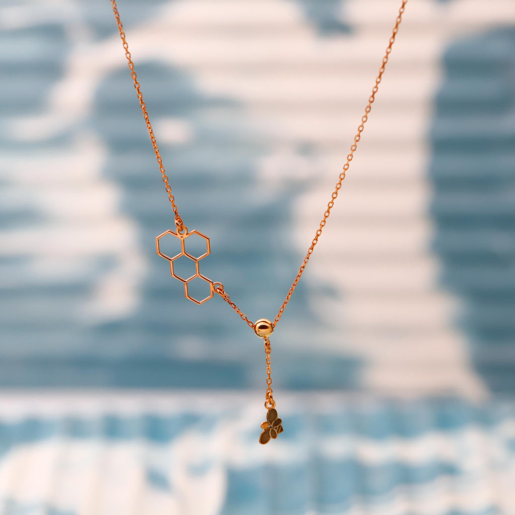Bee Inspired Moveable Honeycomb Honey Bee Necklace in Sterling Silver