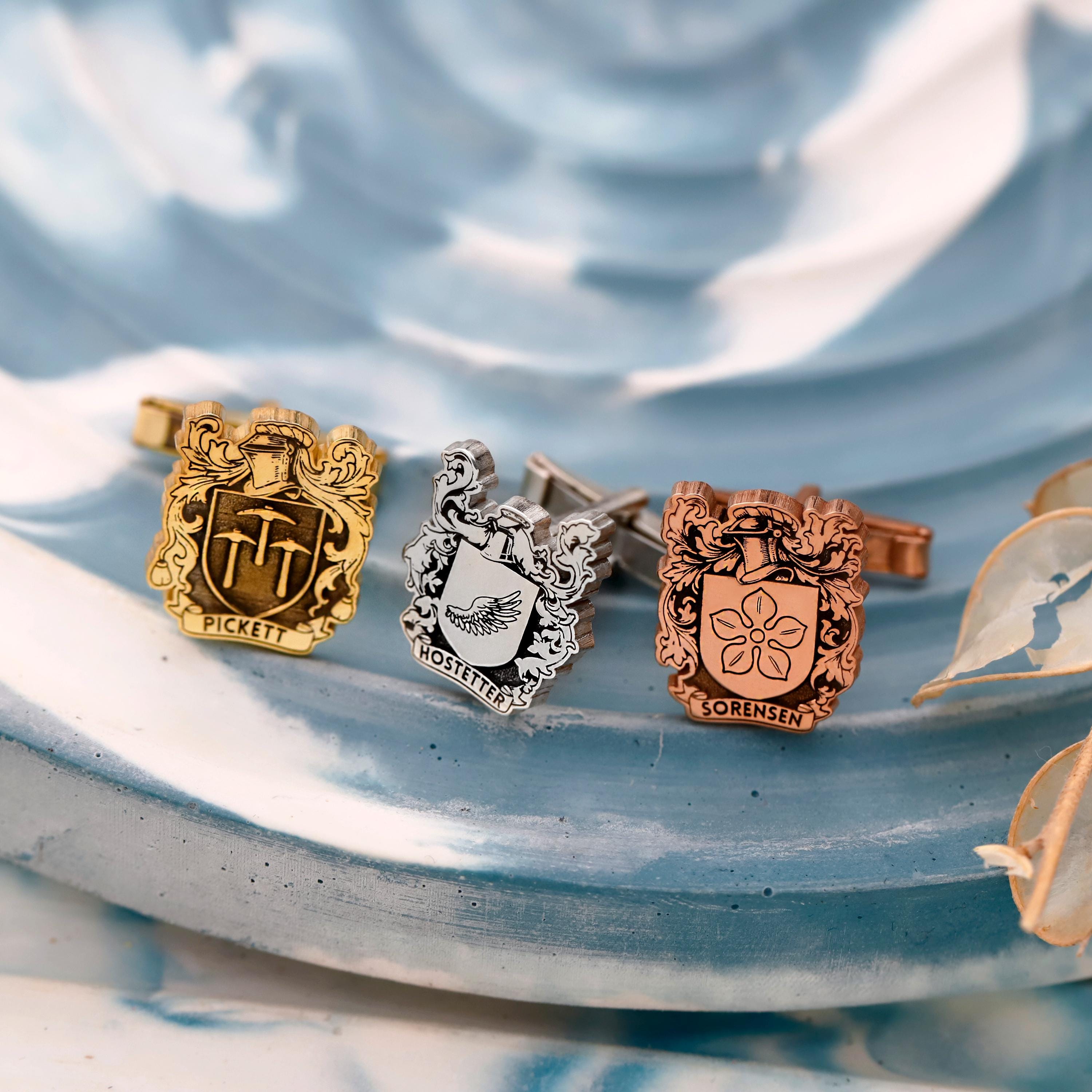 Personalized Crest Cufflinks - Family Heritage Jewelry