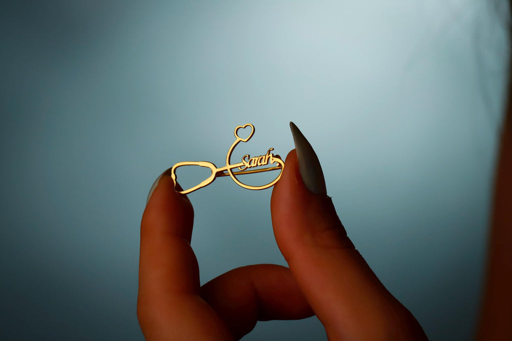 Personalized 925 Sterling Silver Stethoscope Brooch