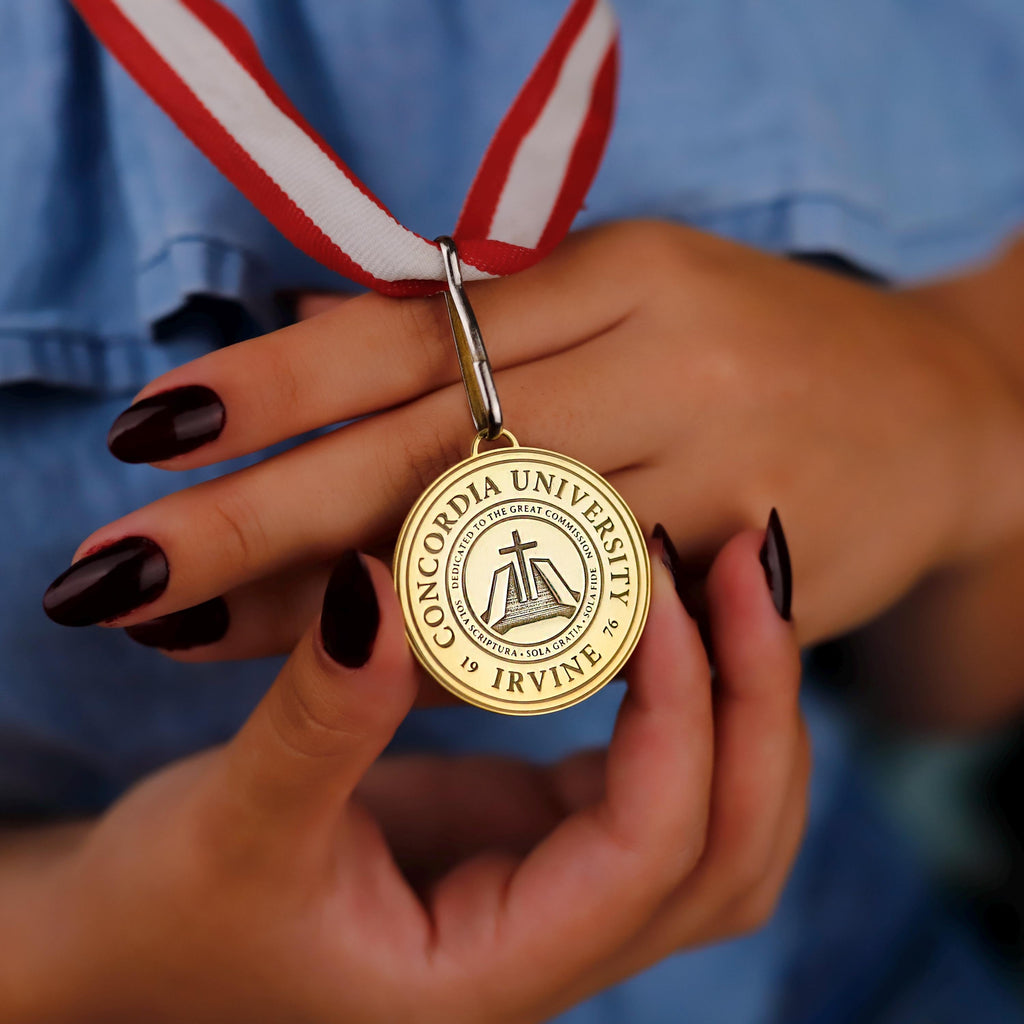 Engraved College Logo Medal - 925 Sterling Silver Graduation Gift for Proud Graduates