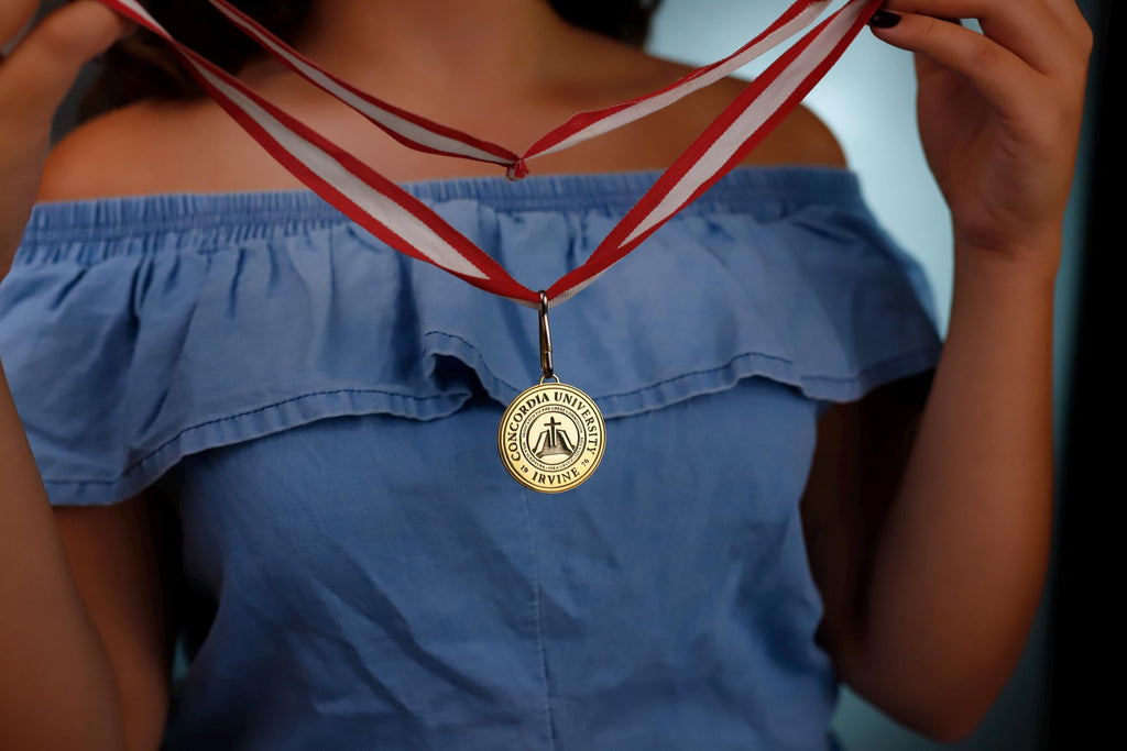 Engraved College Logo Medal - 925 Sterling Silver Graduation Gift for Proud Graduates