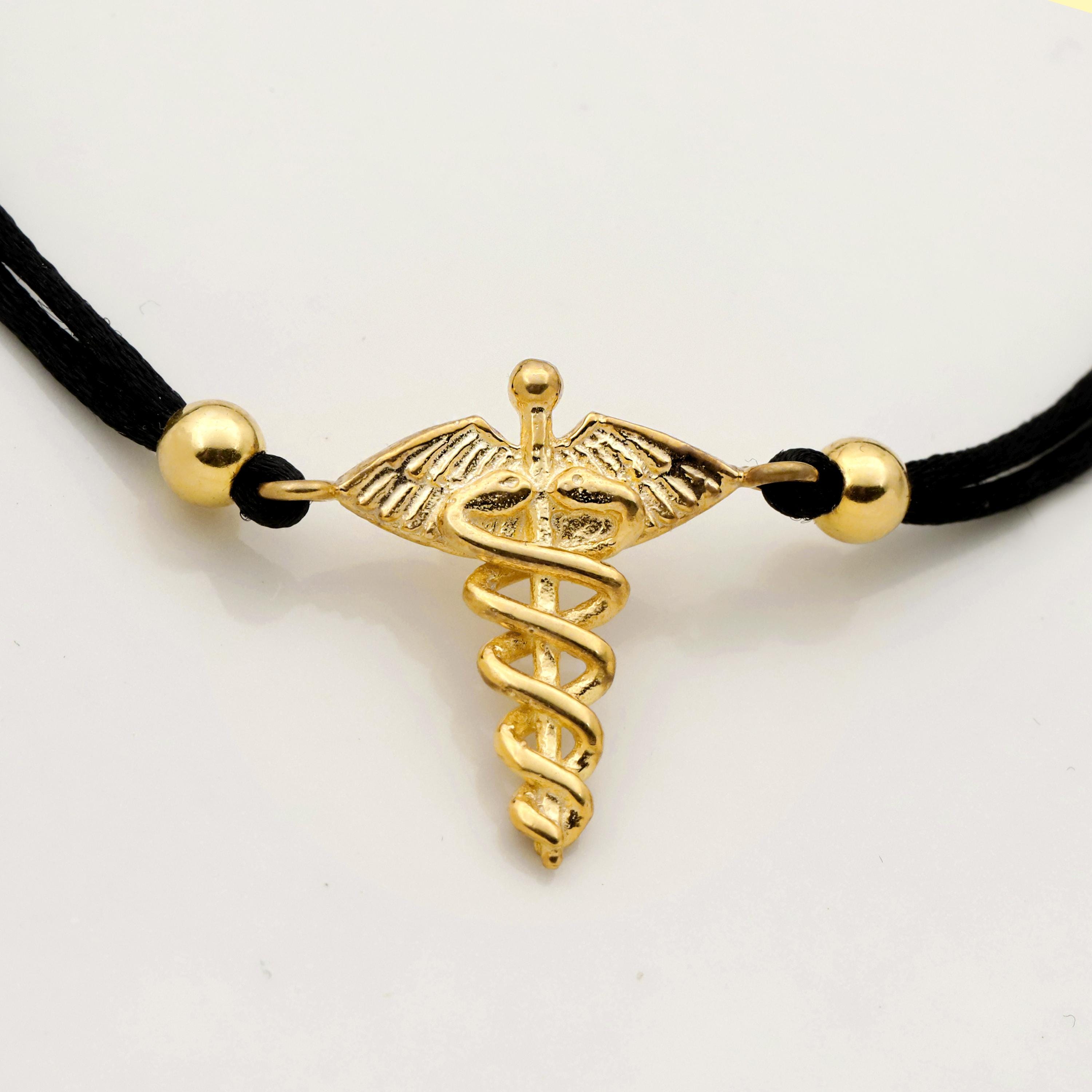 Nurse's Pride Sterling Silver Caduceus Bracelet - A Tribute to Compassionate Care