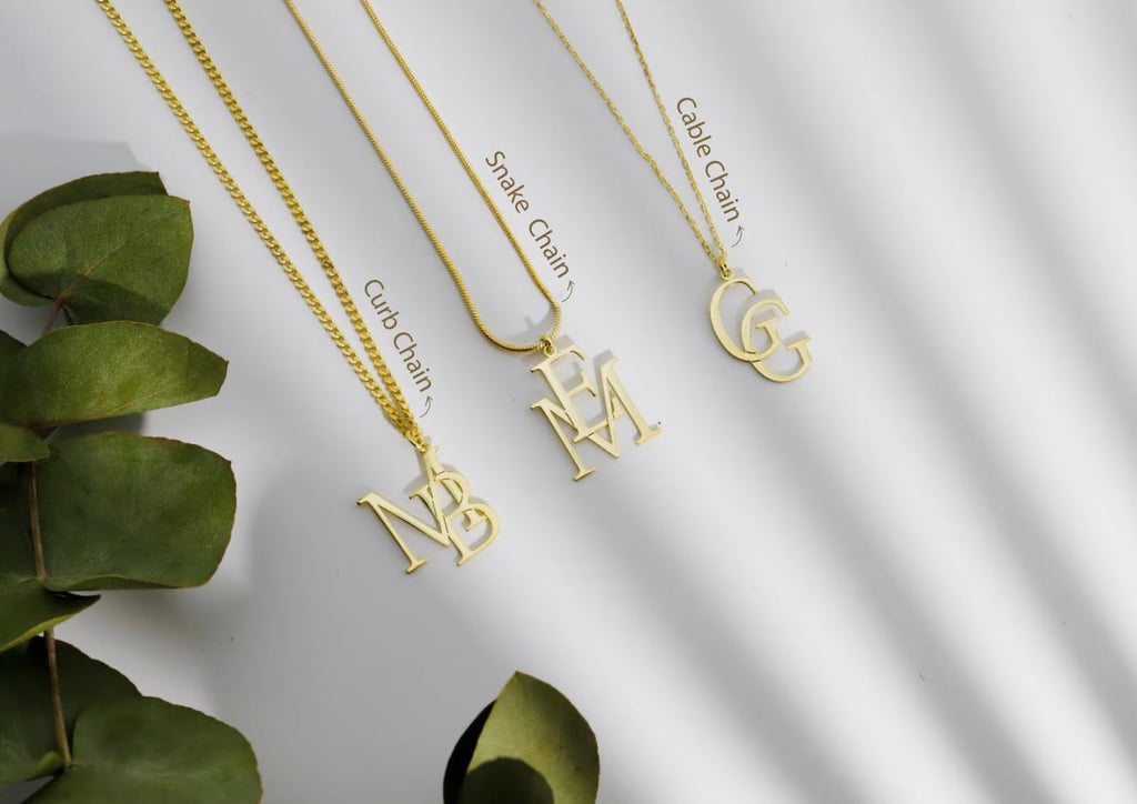 Personalized Interlocking Initials Necklace - Custom 14K Gold Double Letters