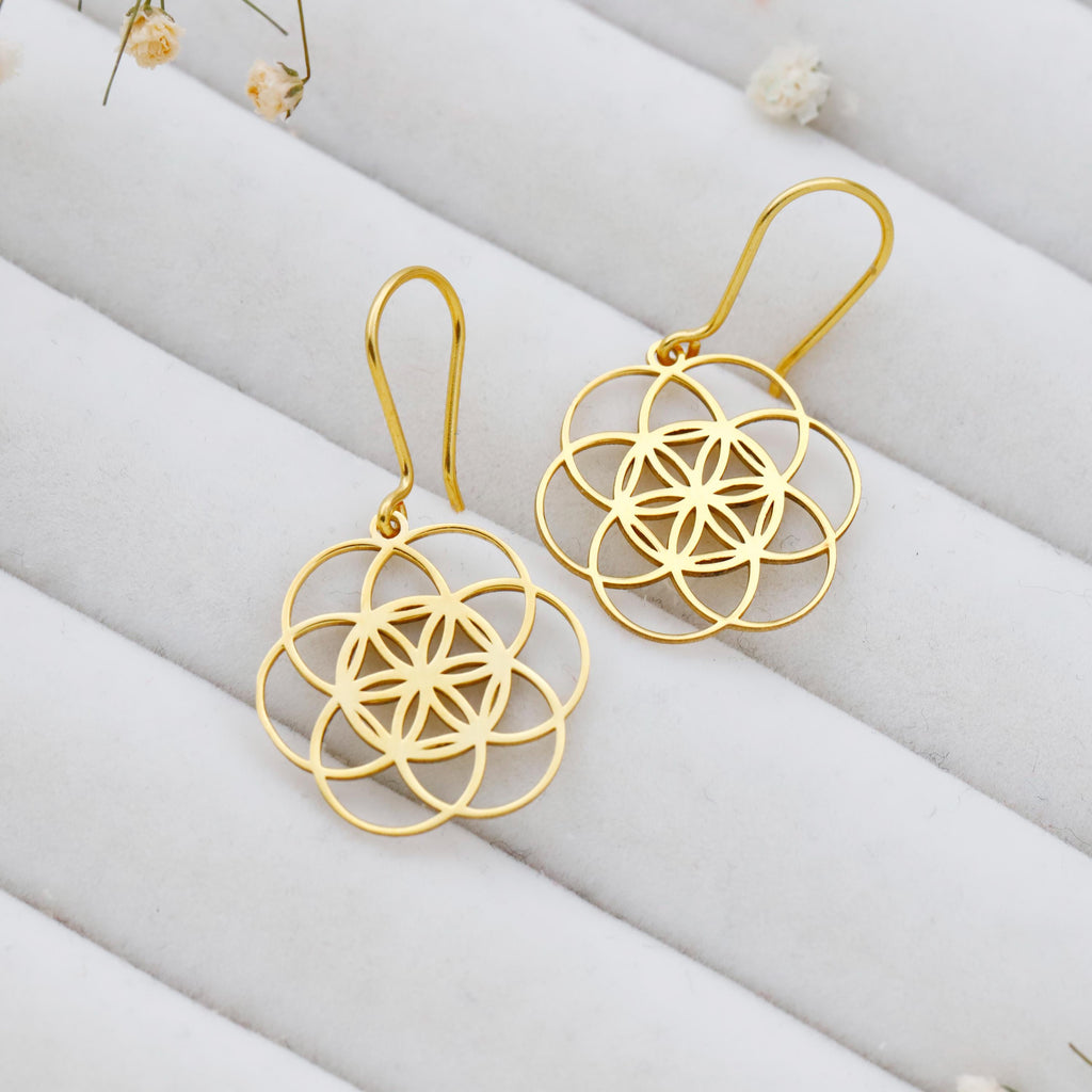 Dangle Sacred Geometry Earrings in 925 Sterling Silver