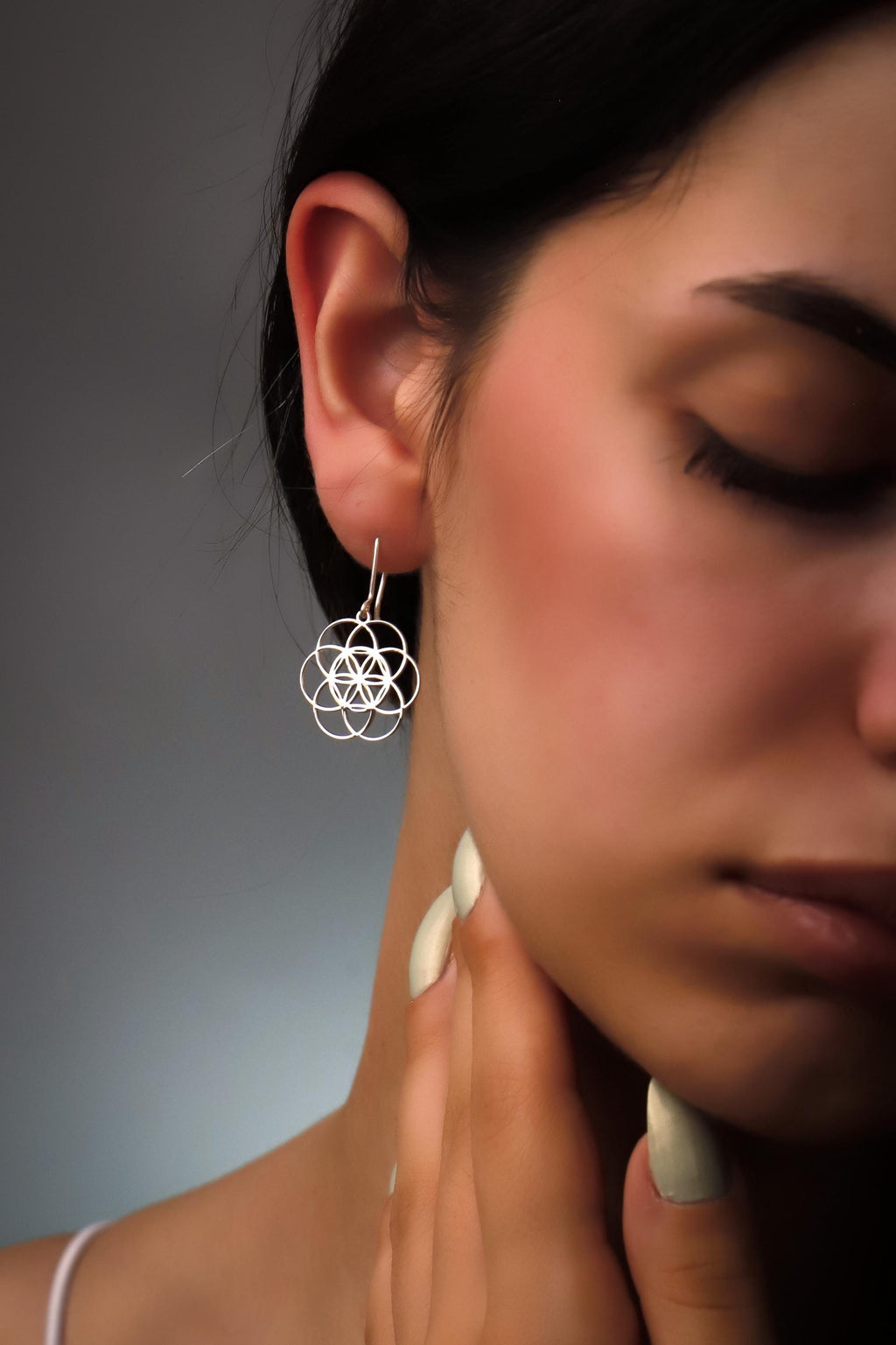 Dangle Sacred Geometry Earrings in 925 Sterling Silver