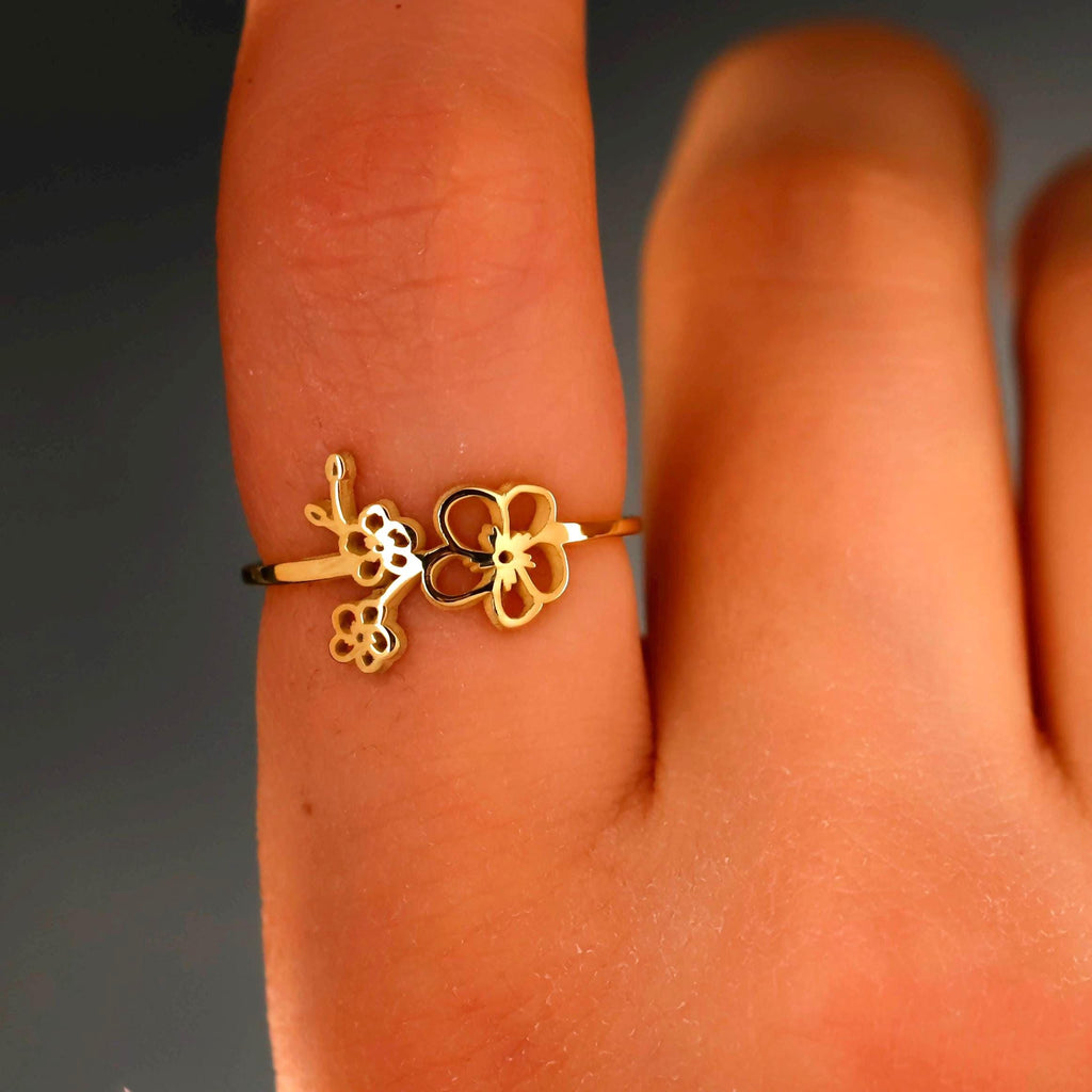 Personalized Birth Flower Ring | Custom Sterling Silver Floral Jewelry by SilverGoldandRose