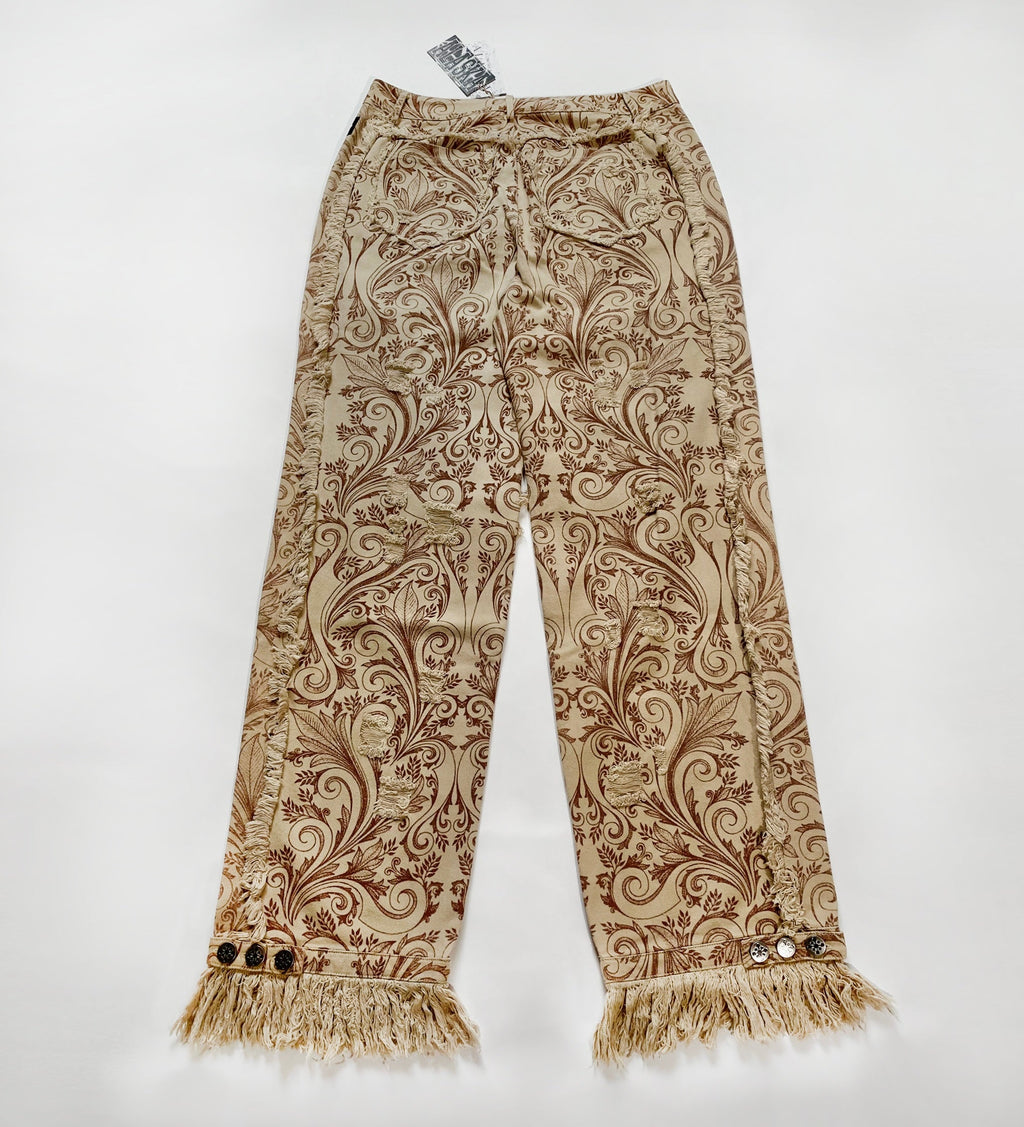 TAN FLORAL SCAV DENIM