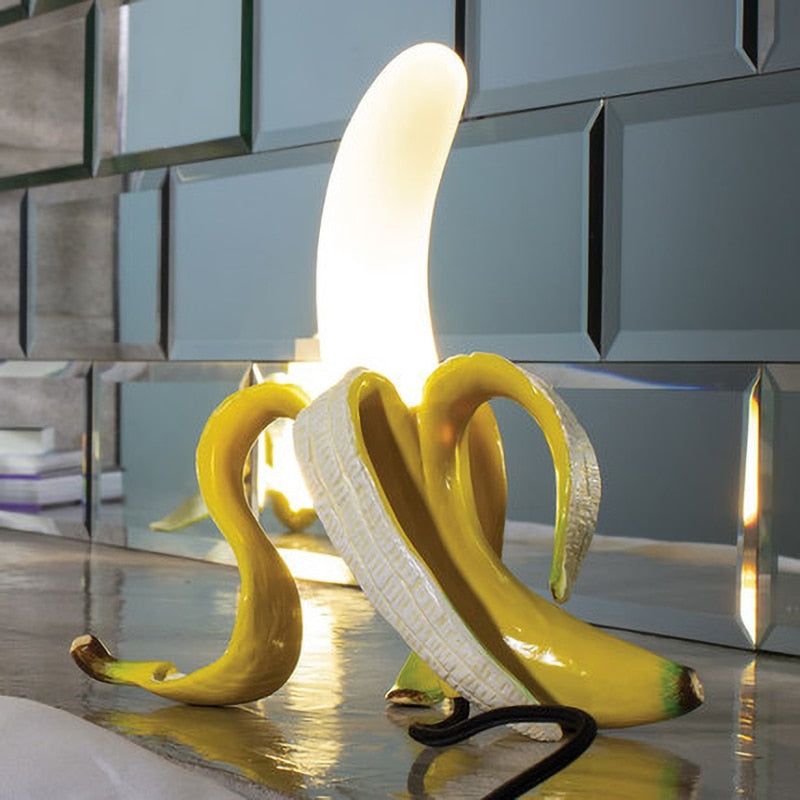 Banana Table Lamp Art Deco Brass Chrome Accent Light