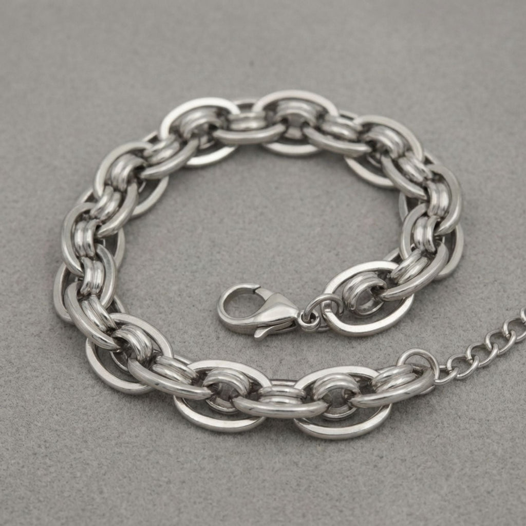 Stainless Steel Chain Bracelet 8mm Silver Handmade Stylish Jewelry