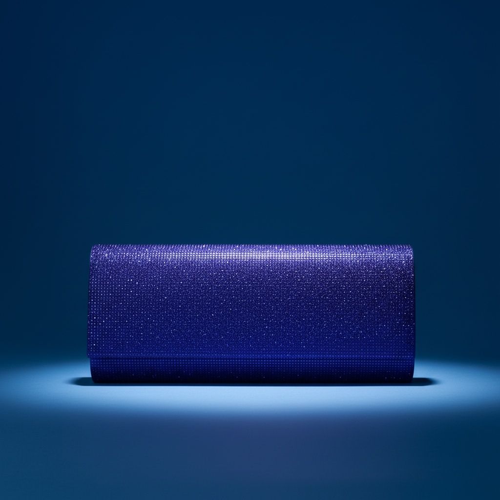 Evening Clutch Bag Blue Rhinestone Flap Stylish Chic XLong