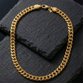 Men’s 8mm 20in 18K Gold Stainless Steel Miami Chain Necklace Stylish Statement Jewelry