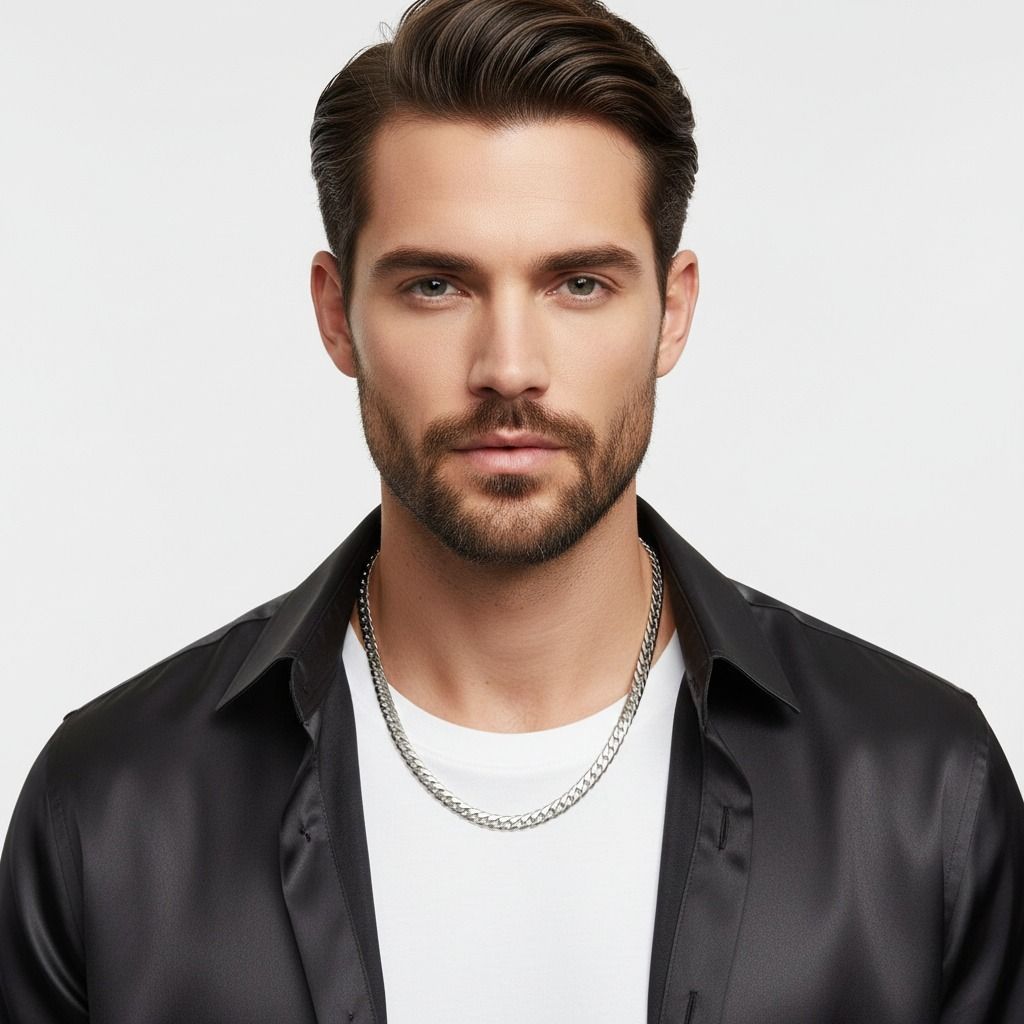 Men’s Stainless Steel 24in 8mm Miami Chain Necklace – Stylish Fashion Jewelry