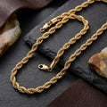 Men’s 20in 8mm 18K Gold Stainless Steel Rope Chain Stylish Jewelry Necklace