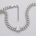 Cuban Chain Necklace Stainless Steel Princess CZ Stylish Statement Jewelry