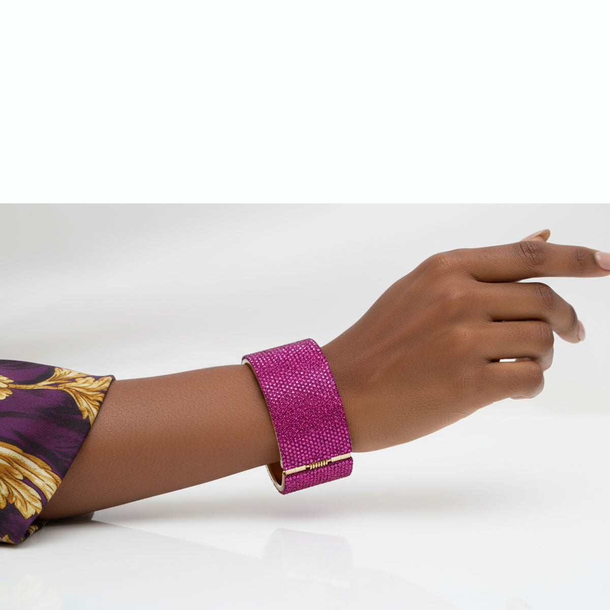Statement Bracelet Cuff Confident Glamor Fuchsia Pave Finish Stylish Jewelry