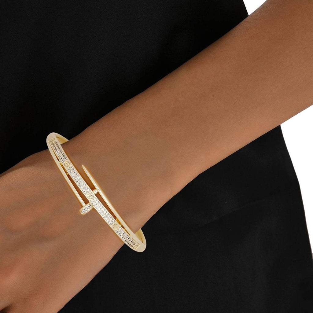 Gold Pave Bangle Bracelet Sleek Iconic Luxe Stylish Jewelry