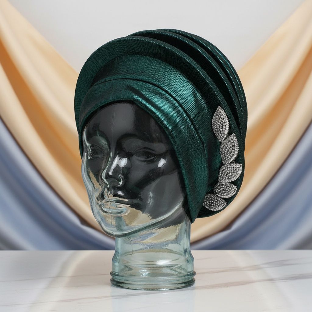 Women’s Formal Turban Fascinator Structured Green Dazzling Chic Accessory