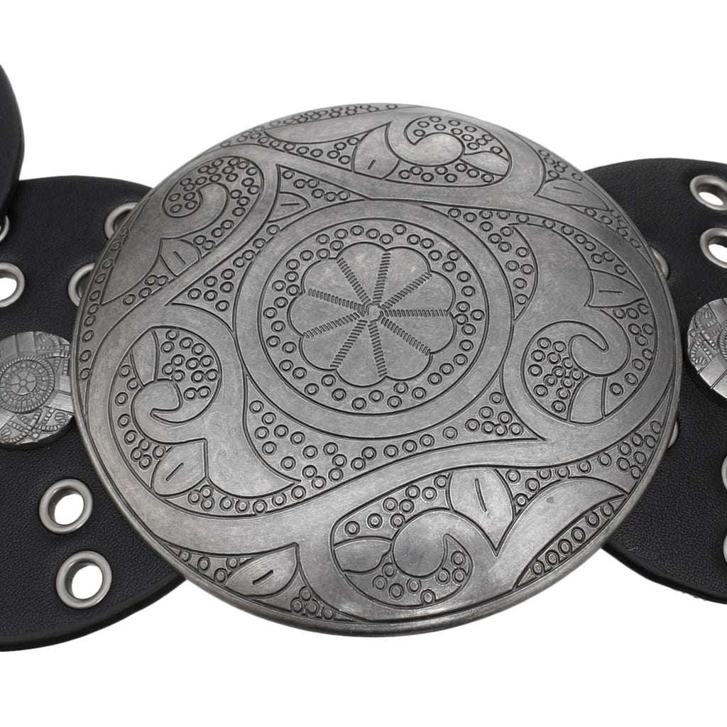 Western Belt Black Silver Circular Detail Cowboy Chic Stylish Accessory