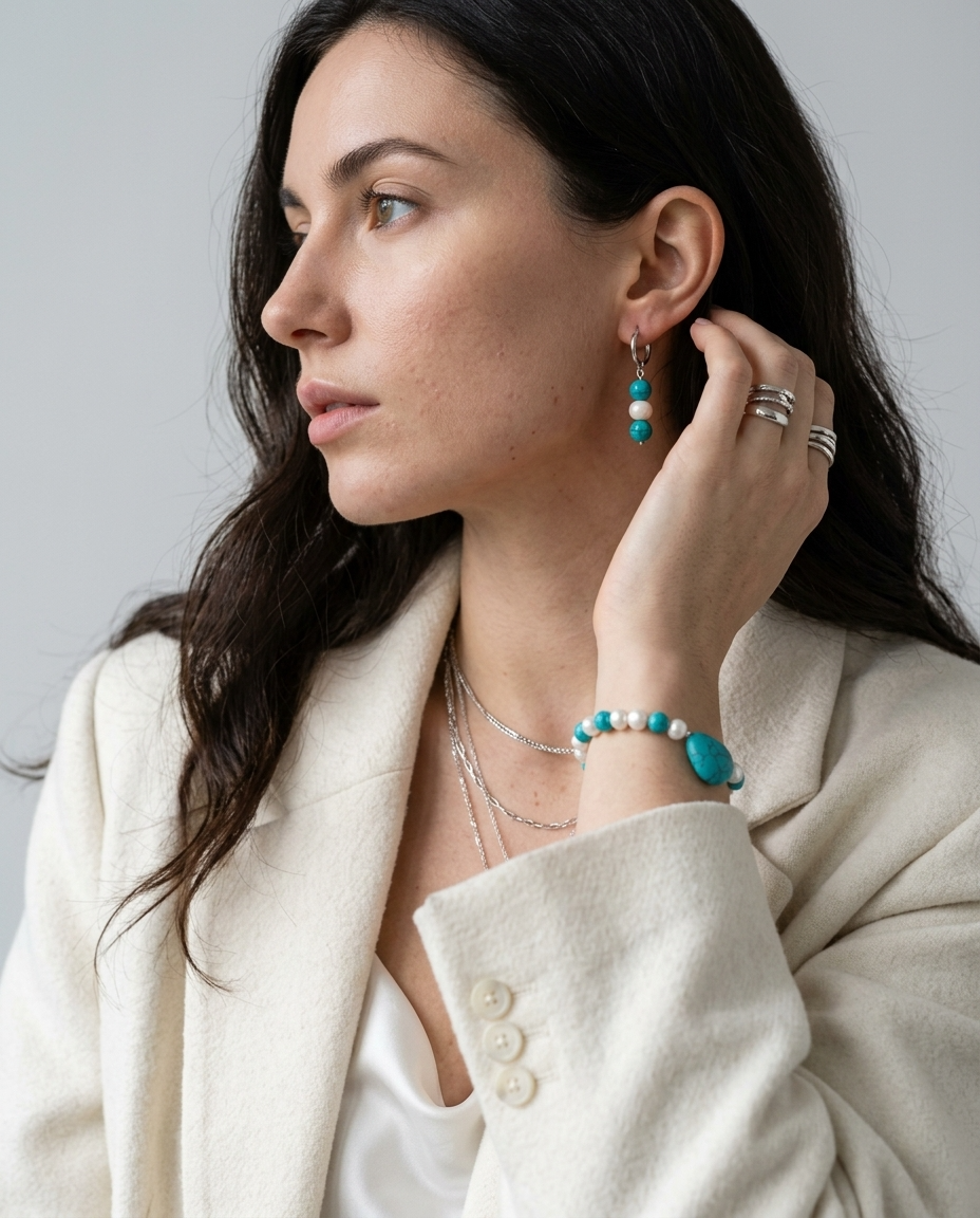 Matching Bracelet and Earring Set ~ Turquoise