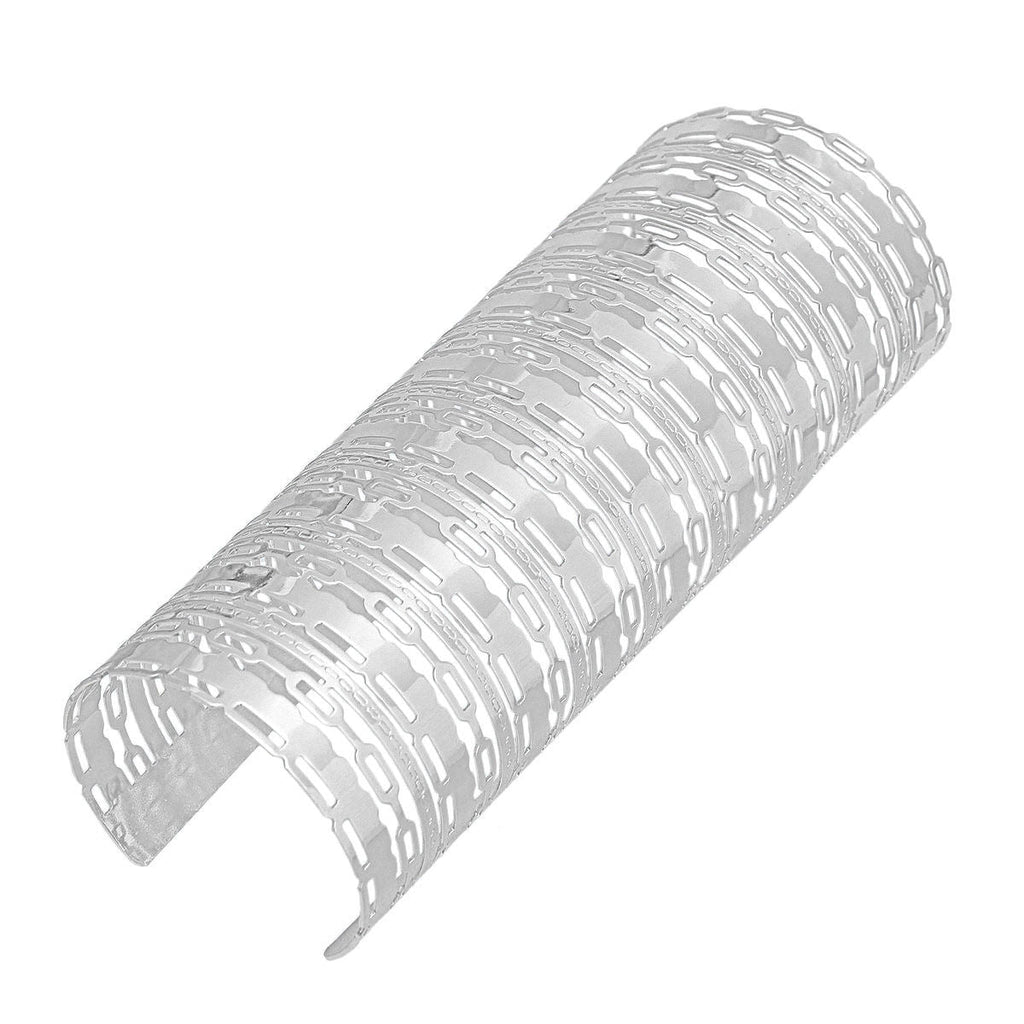 Silver Polished Oval Link Cutout Cuff Bracelet – Stylish Statement Jewelry