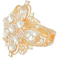 Crystal Flower Gold Filigree Statement Cuff Bracelet