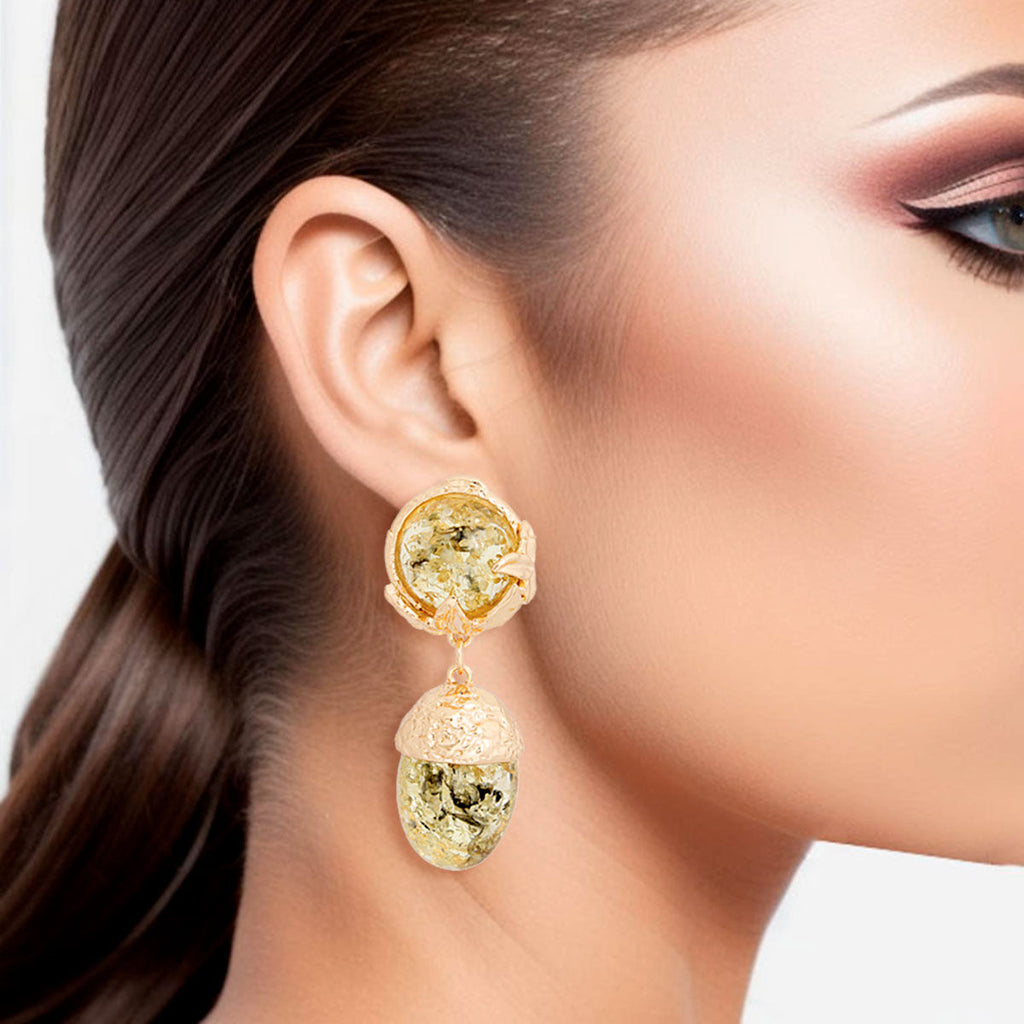 Medium Black Gold Drop Statement Earrings for Women Stylish Chic Jewelry