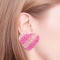 Heart Stud Earrings Fuchsia Stripe Glam Stylish Women’s Jewelry