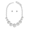 Chain Silver Heavy Duty Crinkle Metal Disc Necklace