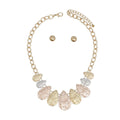 Chain Multi Heavy Crinkle Metal Teardrop Necklace