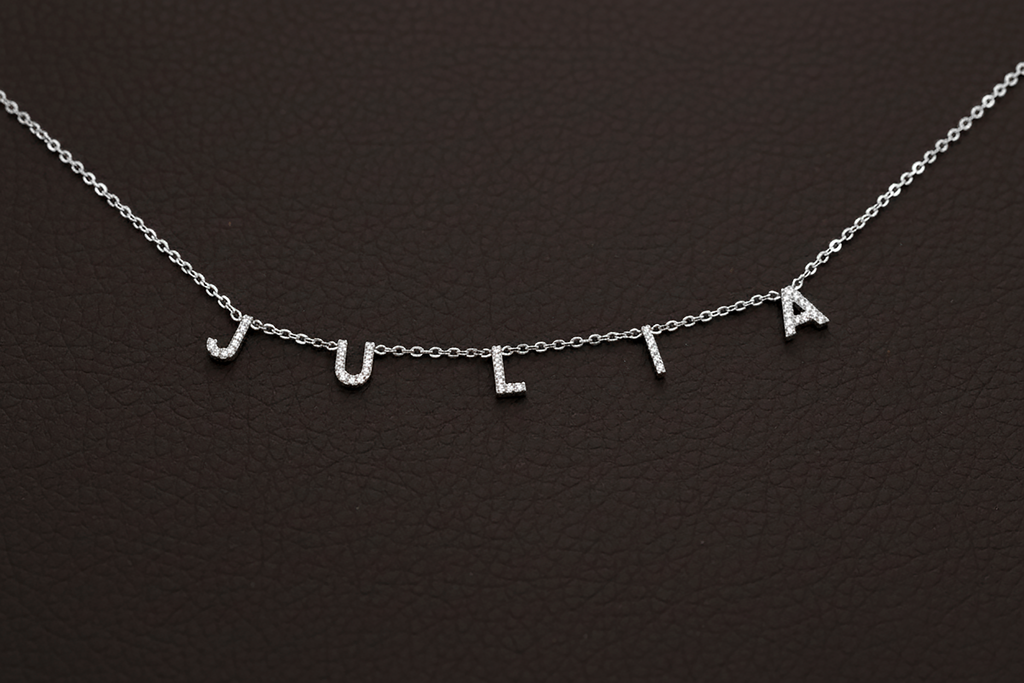 Pave Initial CZ Diamond Letter Necklace in Sterling Silver