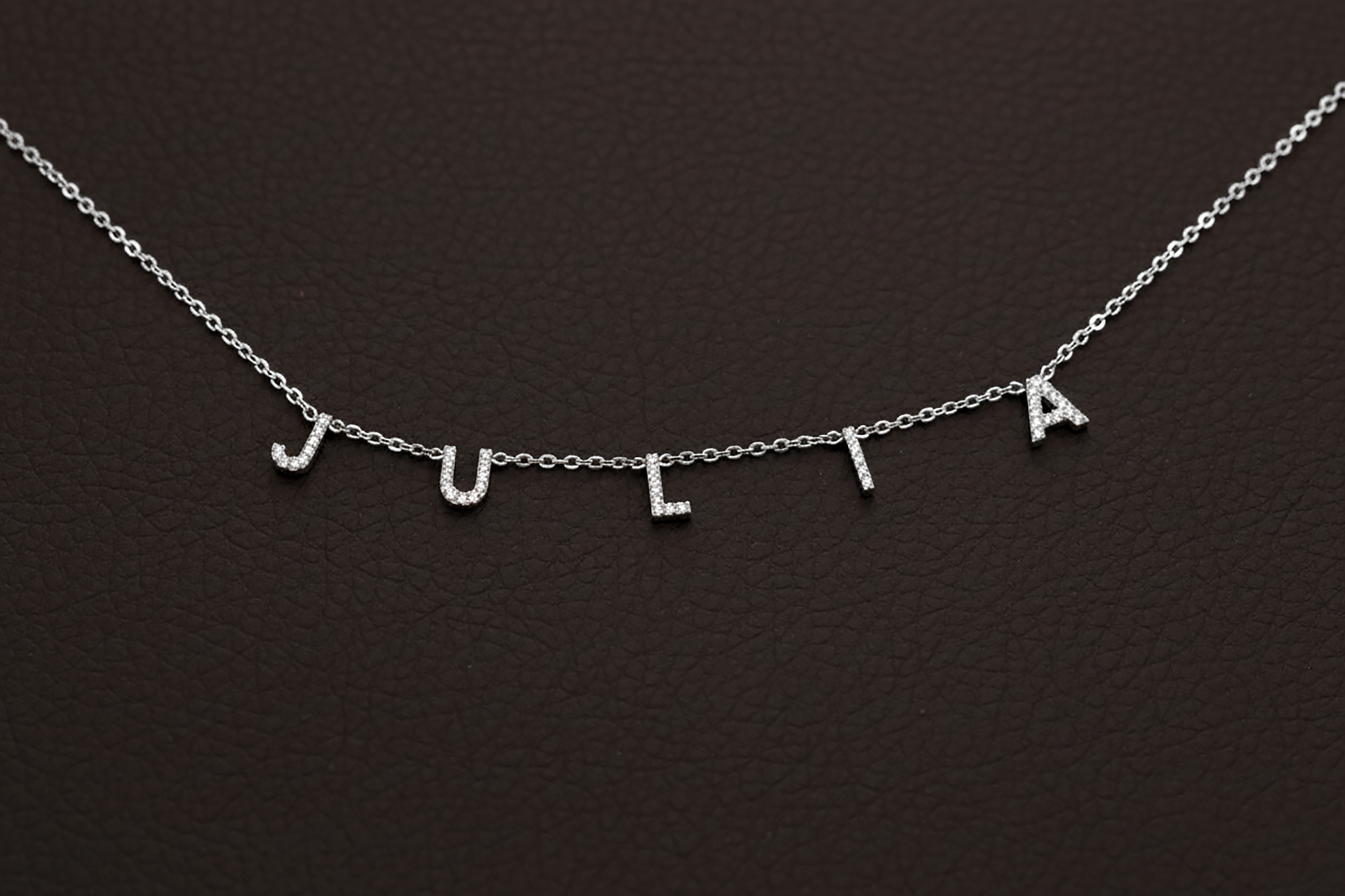 Pave Initial CZ Diamond Letter Necklace in Sterling Silver