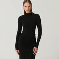 Juliette Black Draped Long Sleeve Maxi Dress