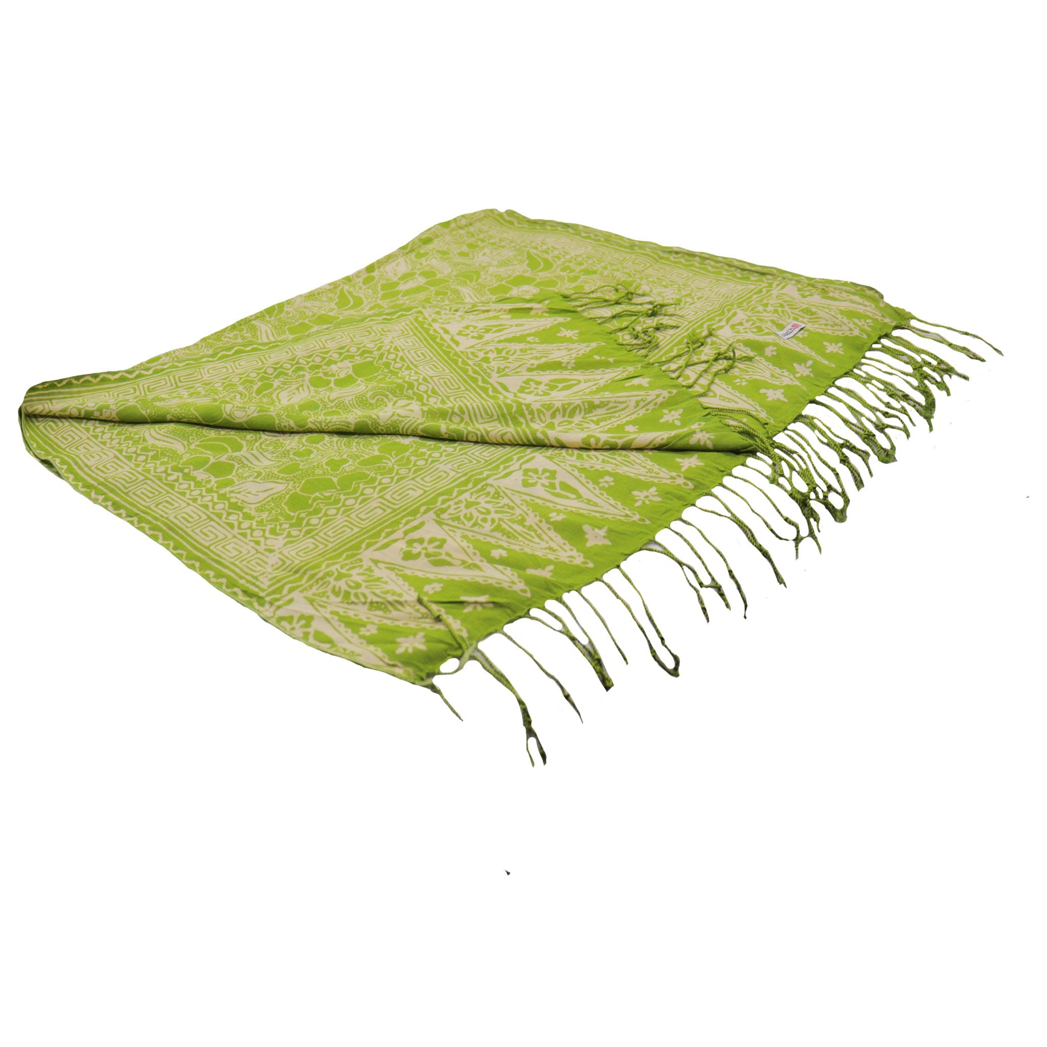 Handmade Batik Scarf - 100% Soft Cotton - Spotted Flowers Green