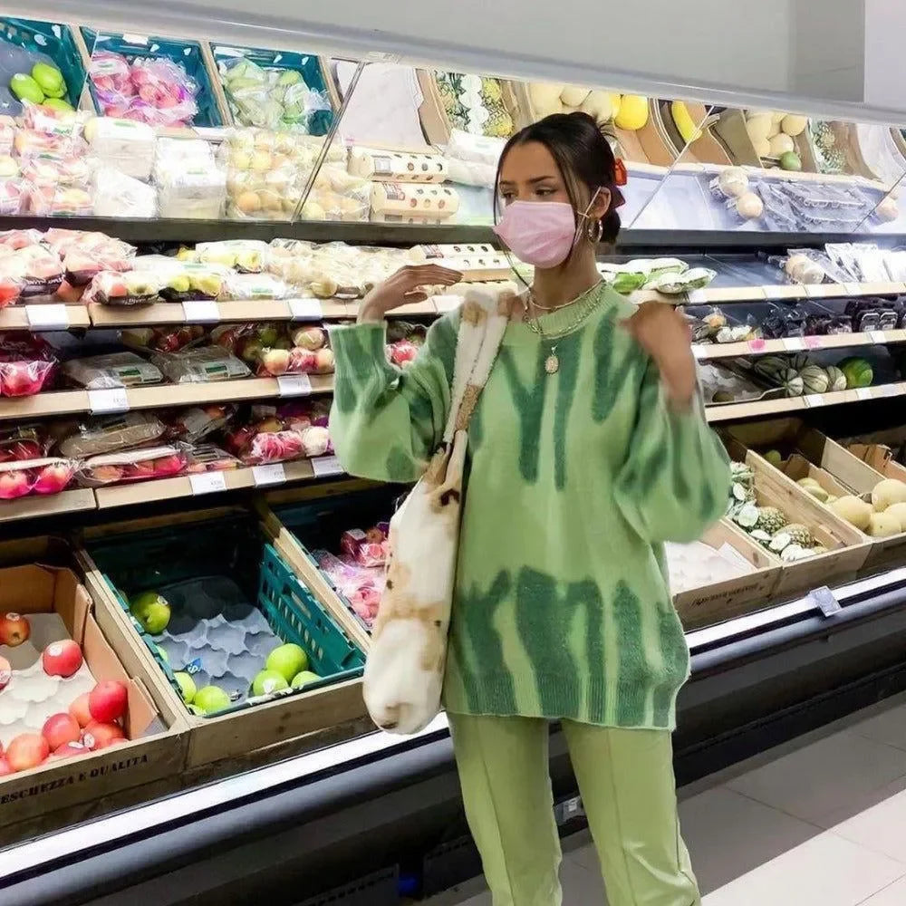 Krista Green Abstract Print Oversized Sweater
