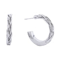Hoop Earrings 14K White Gold Braided Post Stylish Chic Jewelry