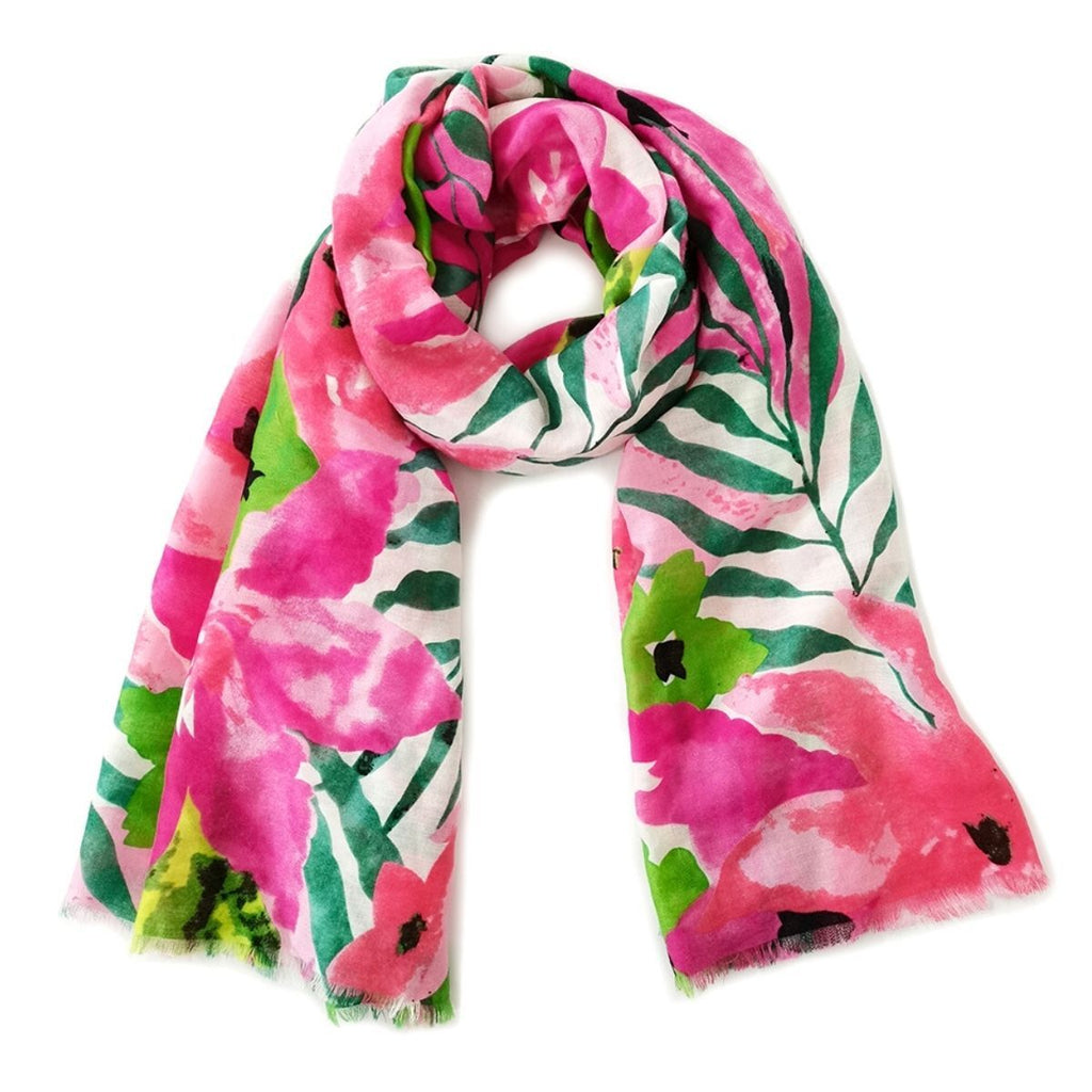 Fashion Scarf Long Pink Watercolor Floral Trendy Stylish Accessory 74.8 x 35.4