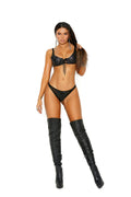 Leather And Mesh Thong