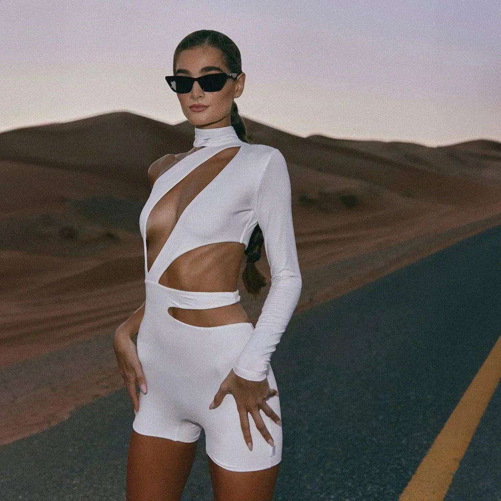Late Hour Cutout One Shoulder Romper