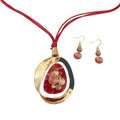 Leather Pendant Necklace Long Fuchsia Stylish Statement Accessory
