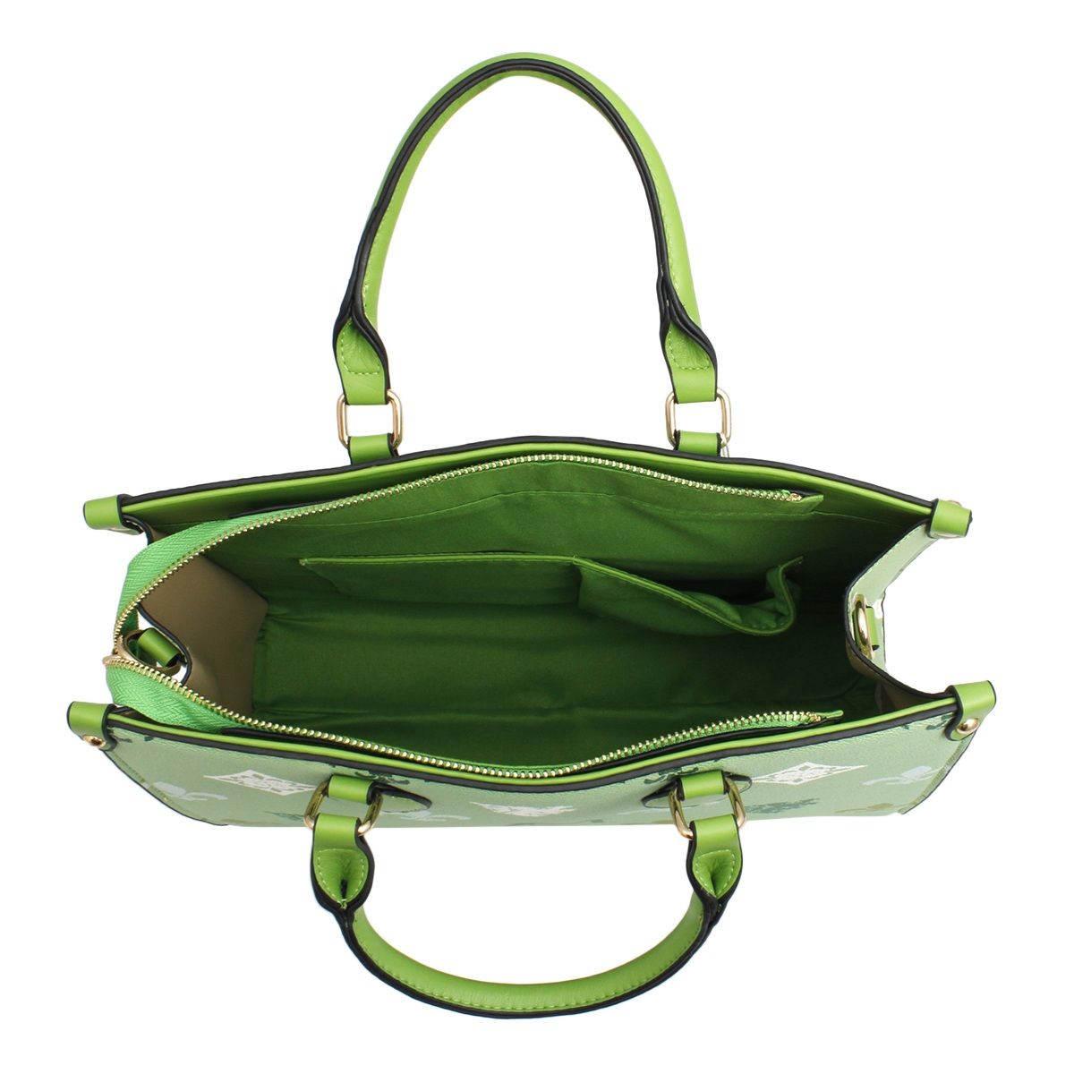 Structured Tote Satchel Bag Green Luxe Monogram Stylish Chic
