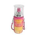 Fashion Handbag Crossbody Pink Spray on Tan Bottle Clutch Bag Stylish Chic Accessory