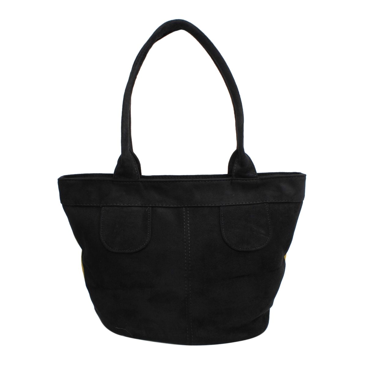 Fashion Handbag Yellow Suede Tote Bag with Black Trim Shoulder Purse Stylish Chic