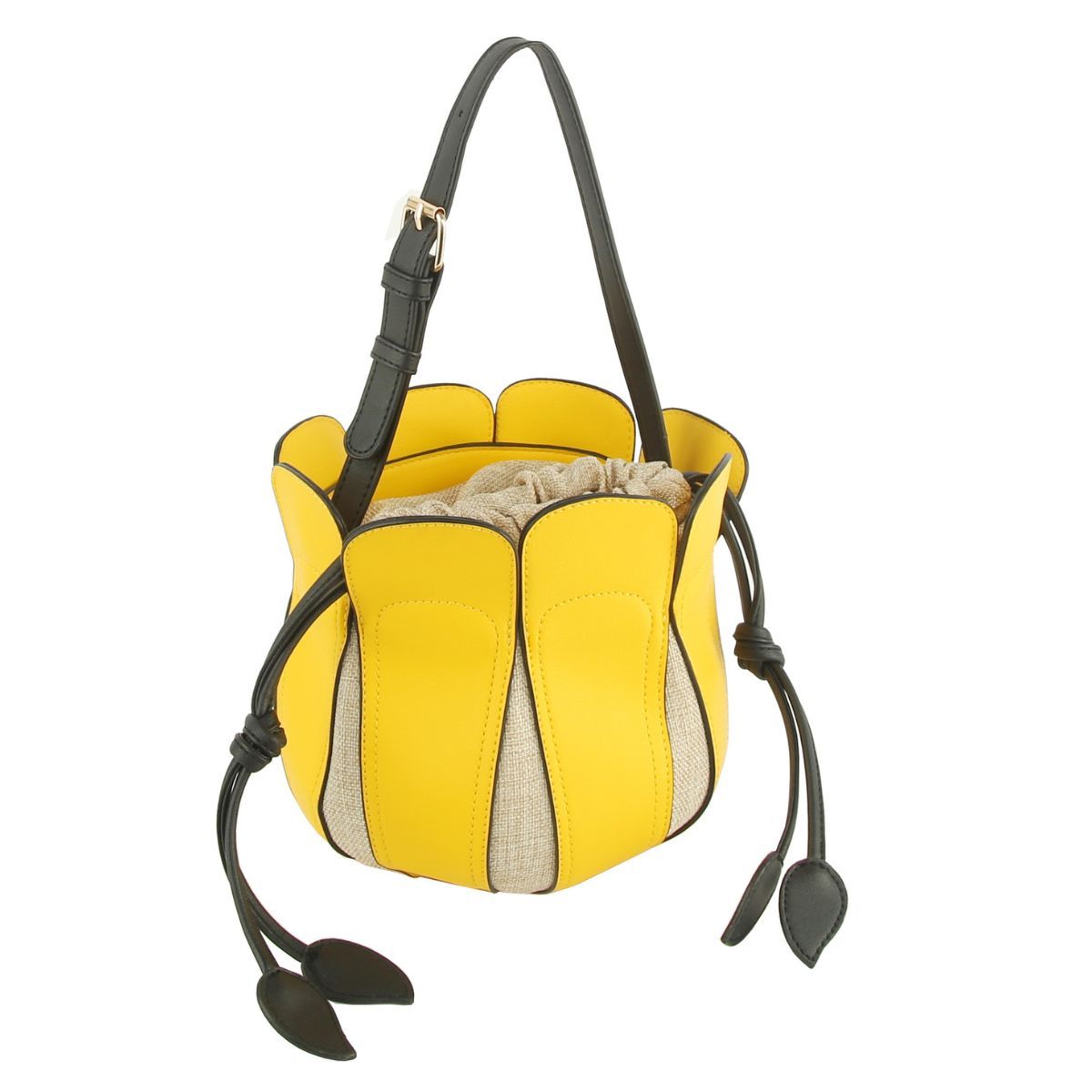 Fashion Handbag Yellow Tulip Bucket Bag Stylish Chic Accessory