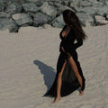 Liliana Ruffle Long Sleeve Beach Black Maxi Dress