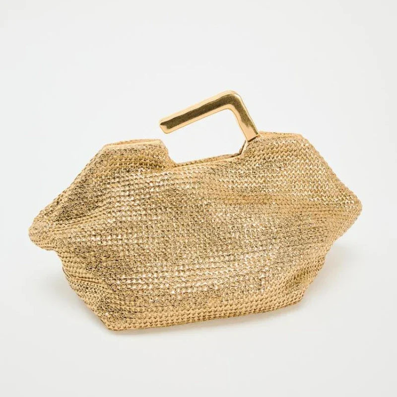 Vivienne Woven Handbag with Metal Handle