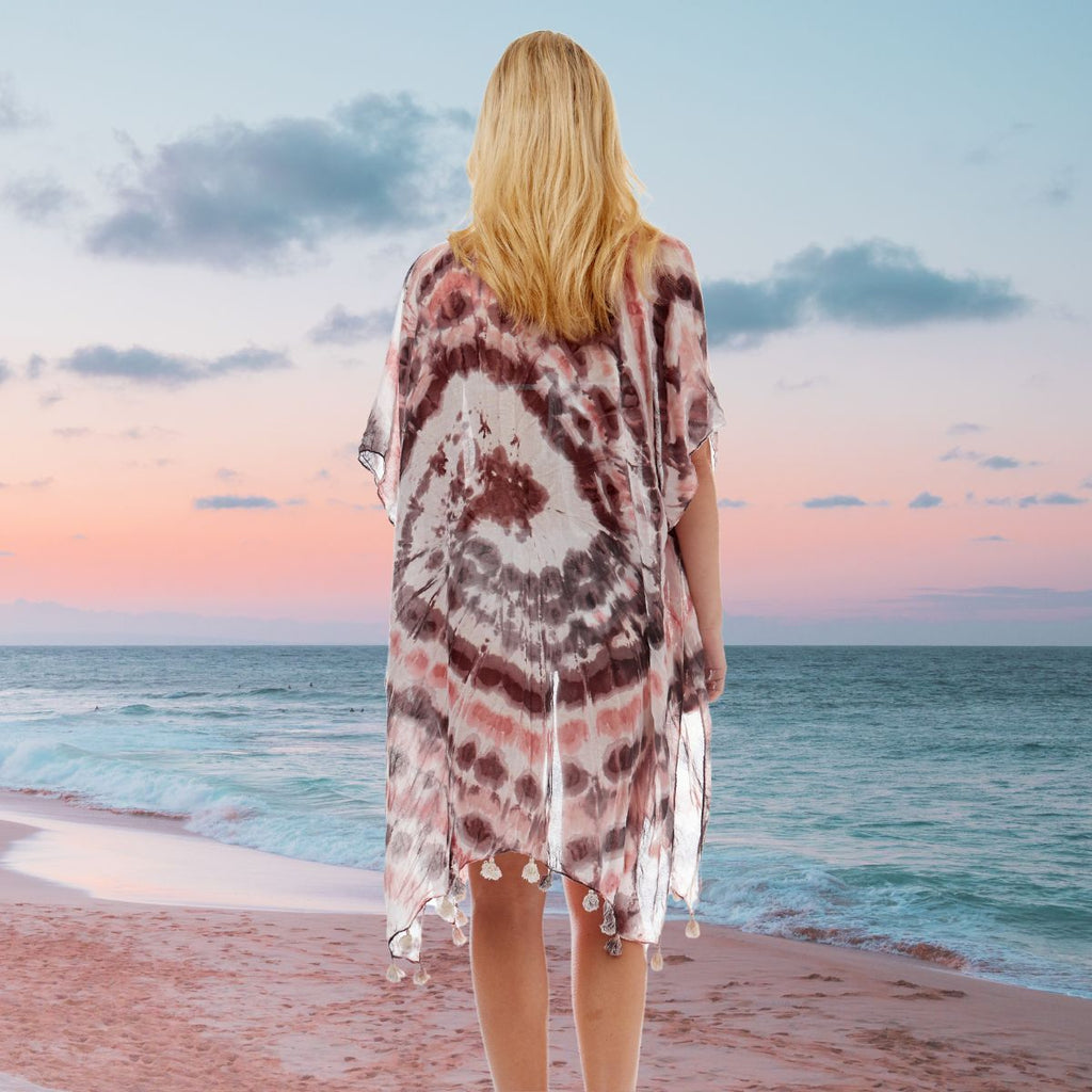 Beach Cover Up Tie Dye Black and Pink Casual Stylish Lounge