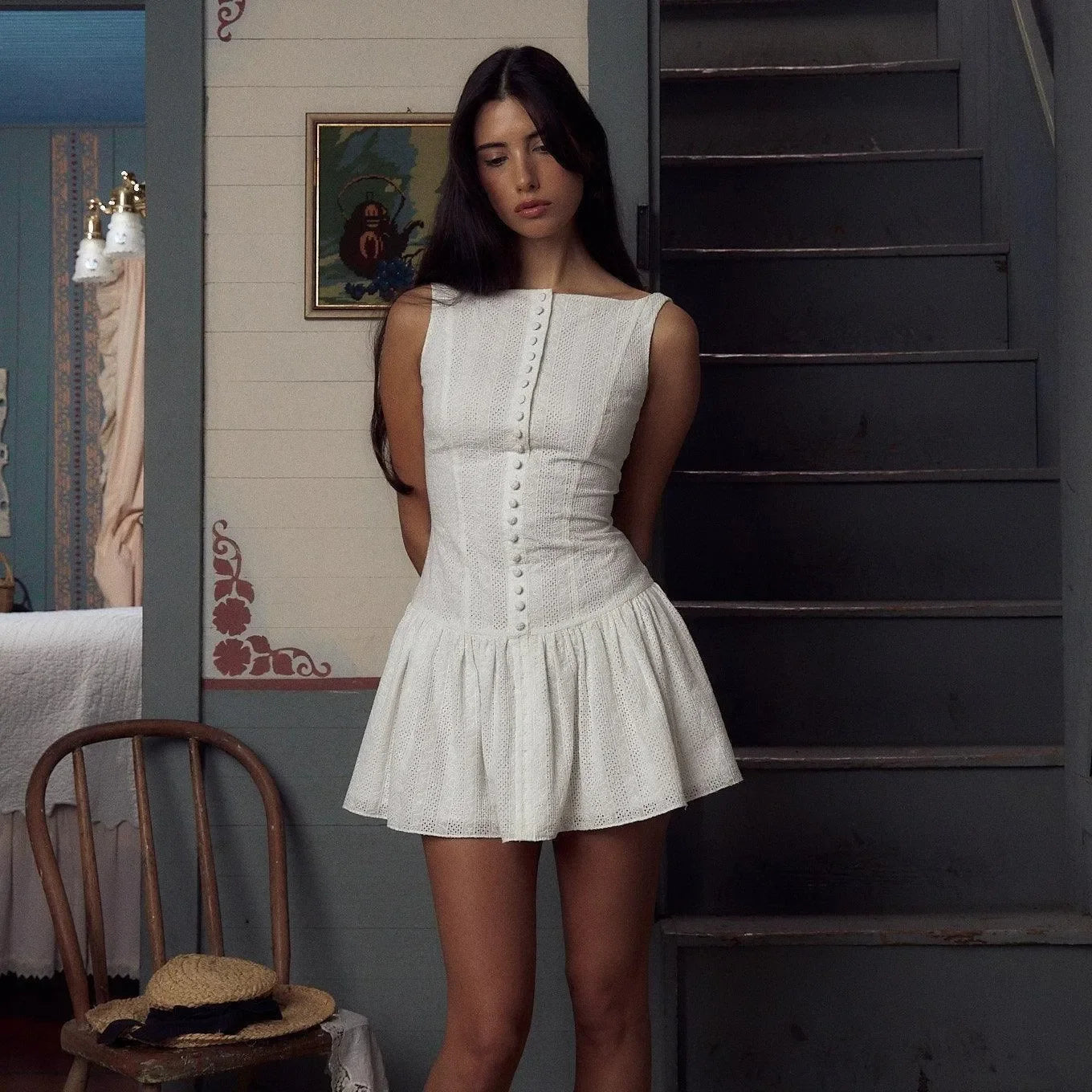 Love Song White Embroidered Mini Dress